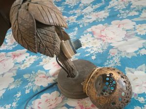 Wooden Art Work Show piece Cum Table Lamp