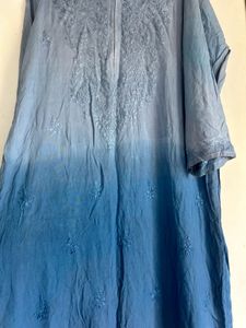 Blue Ombre Lucknowi Chikankari Kurta