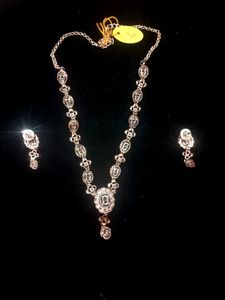 Rose Gold Diamond Necklace With Earings