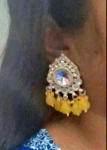 💛 Yellow Jumka – Elegant Earrings ✨
