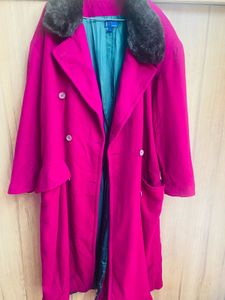 Vintage Pink Coat with Fur Collar