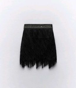 ZARA Beaded Fringe Mini Skirt