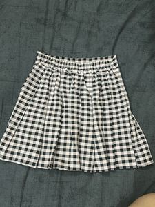 y2k pink&amp;black pleated skirt