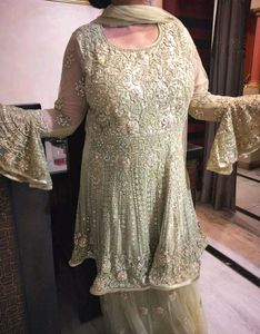 Embellished Embroidered Net Sharara Set