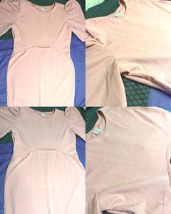 Pink Puff Sleeve Cutout Dress