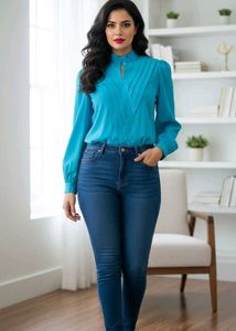 Elegant cyan Teal Blouse