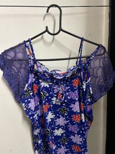 Floral Nightwear Maxi with Lace Sleeves