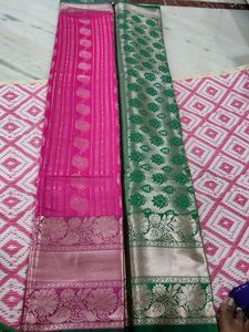 pink and green combination saree