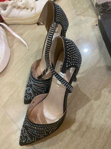 Elle Embellished Black Heels