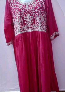 xxl pink embroided full length anarkali