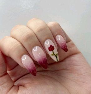 Rose Accent Ombre Press-On Nails