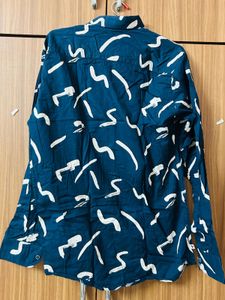 Navy Blue Printed Long Sleeve Shirt