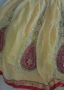 Red and cream lehanga for kids