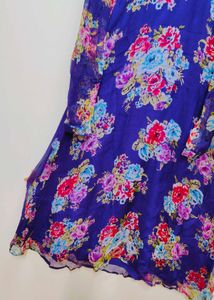Women Purple Floral Printed Chiffon A- Line Kurta