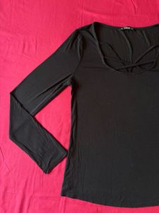 Shein Black Crisscross Long Sleeve Top