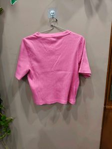 Pink Heart Cutout Crop Top