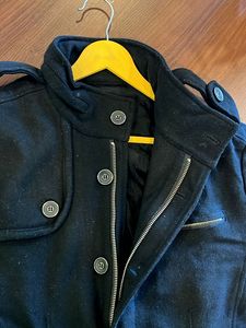 Stylish Black Wool Blend Coat (M)