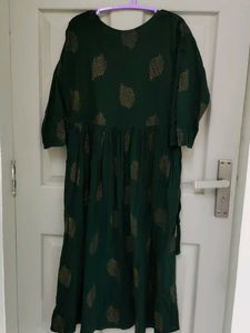 Pure Cotton Green Printed Kurta