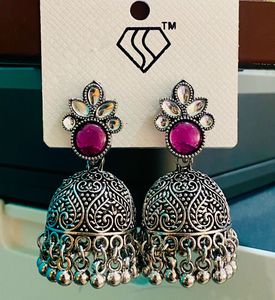 Purple Jhumka Earrings