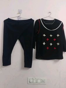 Black Embroidered Lounge Set,Used Slightly,3/4rth