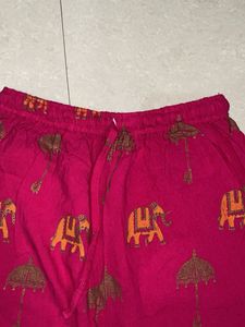 Pink Elephant Print Palazzo Pants