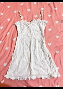 White Ruffle Trim Slip Sundress
