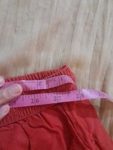 Rust Red Cotton Palazzo Pants, Size - S
