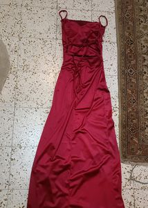 Red Satin Slit dress