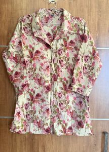 Floral Print Button-Down Top