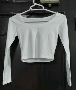 White Long Sleeve Crop Top