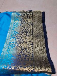Elegant Blue &amp; Gold Saree