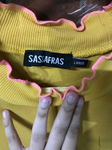 Mustard Ruffle Trim Top