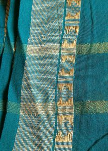 Teal &amp; Gold Checkered Fabric