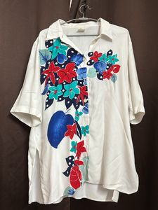 Oversized White Printed Shirt