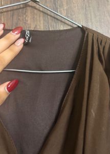 Brown Smocked Top