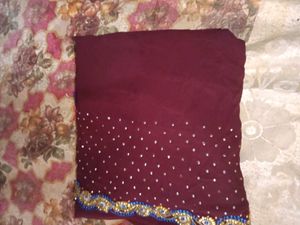 Maroon Embellished Saree