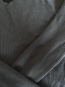 Aesthetic V Neck Greyish Blue Top For Girls