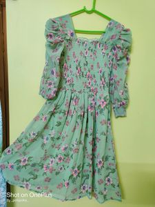 Light Green Color Knee Length Dress