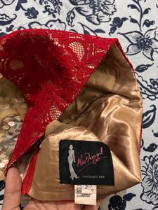 Red Lace &amp; Embellished Blouse