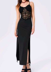 Elegant Black Lace Maxi Dress