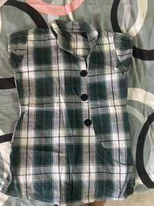 Black And Green Checked Tunic Top