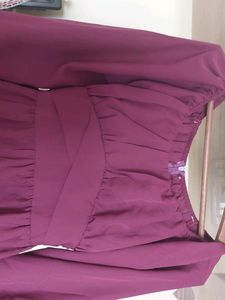 Burgundy Dress With Criss Cross Waist