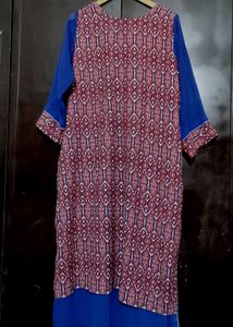 Blue &amp; Pink Orange Printed Kurti for 44 Bust