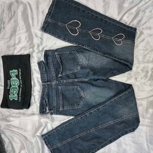 low waist bootcut Denim With Cutout Y2k