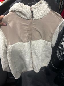 Beige Fleece Hooded Jacket