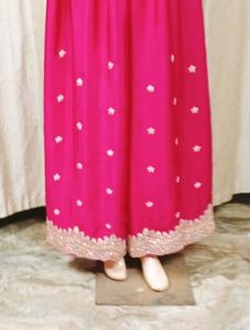 Elegant Pink Embroidered Kurta plazzo Set