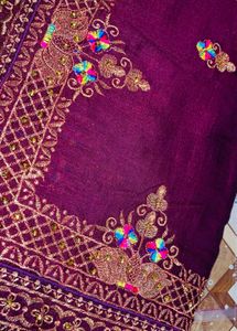 Embroidered Purple Saree