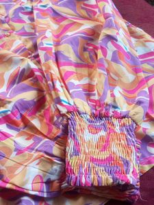 Shein Bishop sleeves abstract print relaxed Shirt