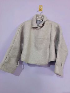 Grey Woolen Crop Jacket