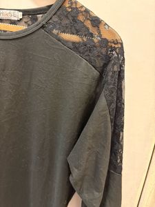 Black Lace Sleeve Over Size Top